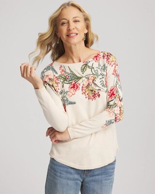 Ella Printed Bateau Pullover Sweater