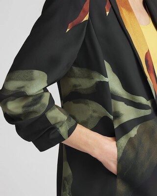 Ruched Sleeve Print Blazer click to view larger image.