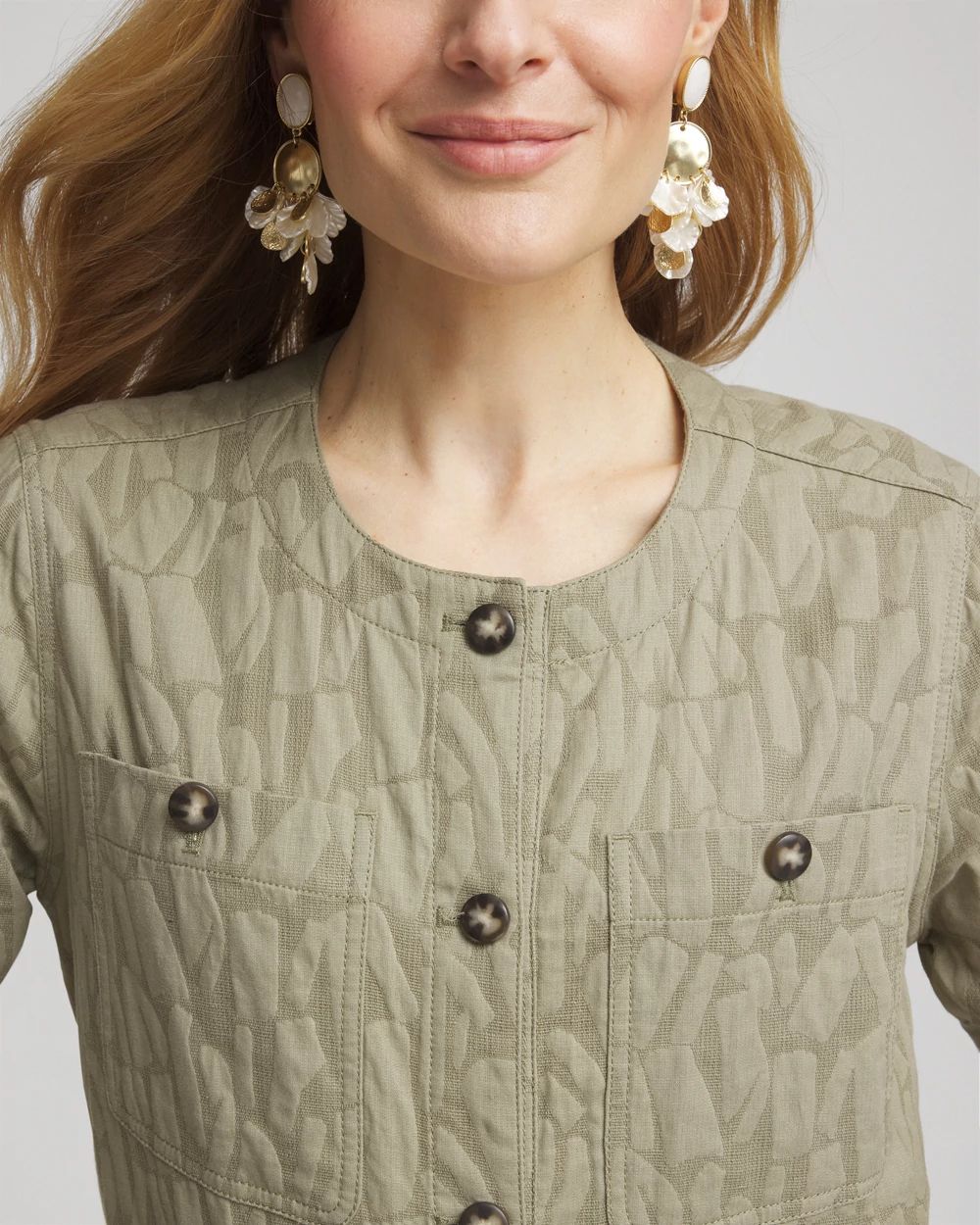 Jacquard Gauze Belted Field Jacket