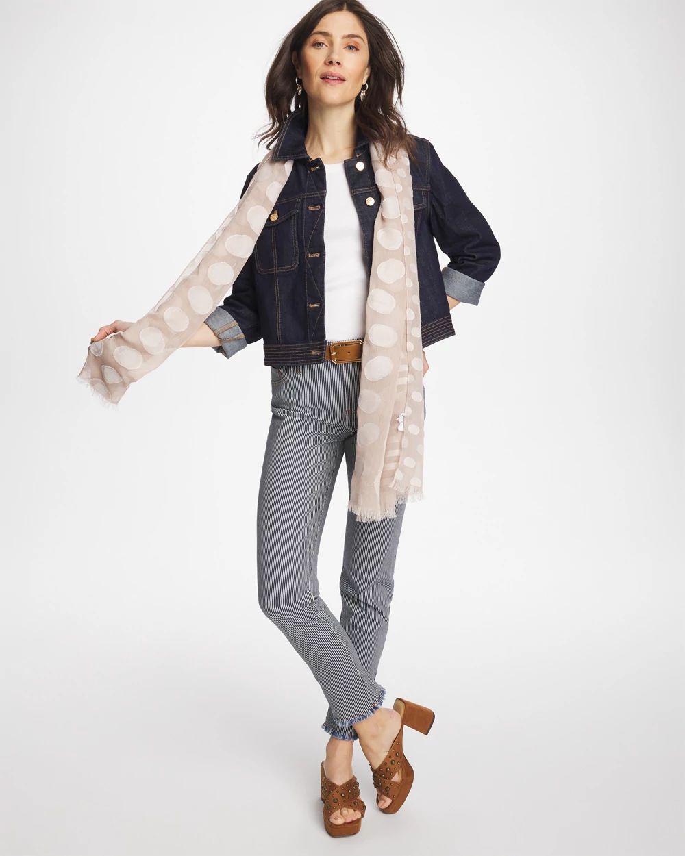 Pinnacle Stripe Girlfriend Ankle Jeans click to view larger image.