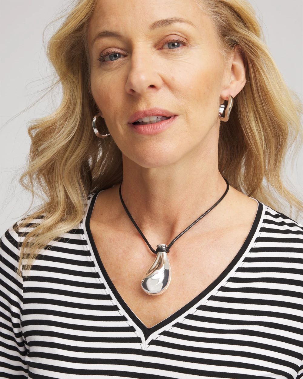 Silvertone Adjustable Pendant Necklace