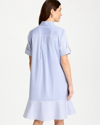 Popover Striped Tiered Poplin Dress click to view larger image.