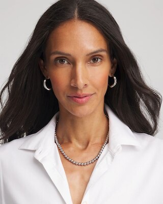 Silvertone Beaded Necklace click to view larger image.