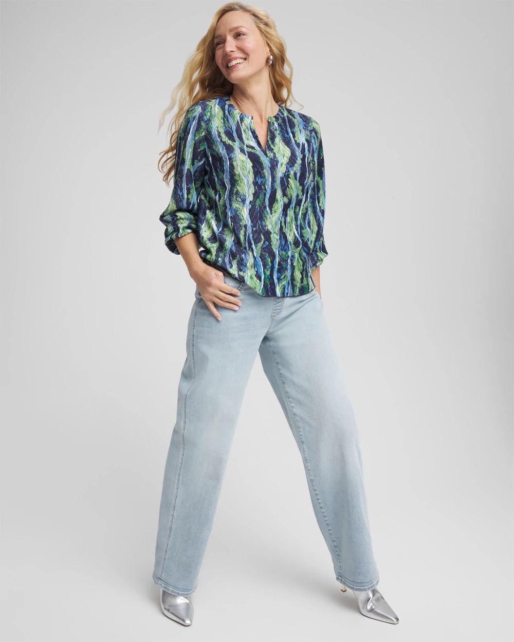 Petite Pull-On Wide-Leg Jeans click to view larger image.