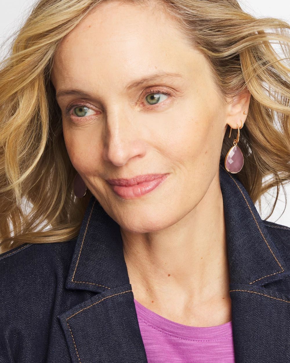 Pink Teardrop Fishwire Earrings click to view larger image.