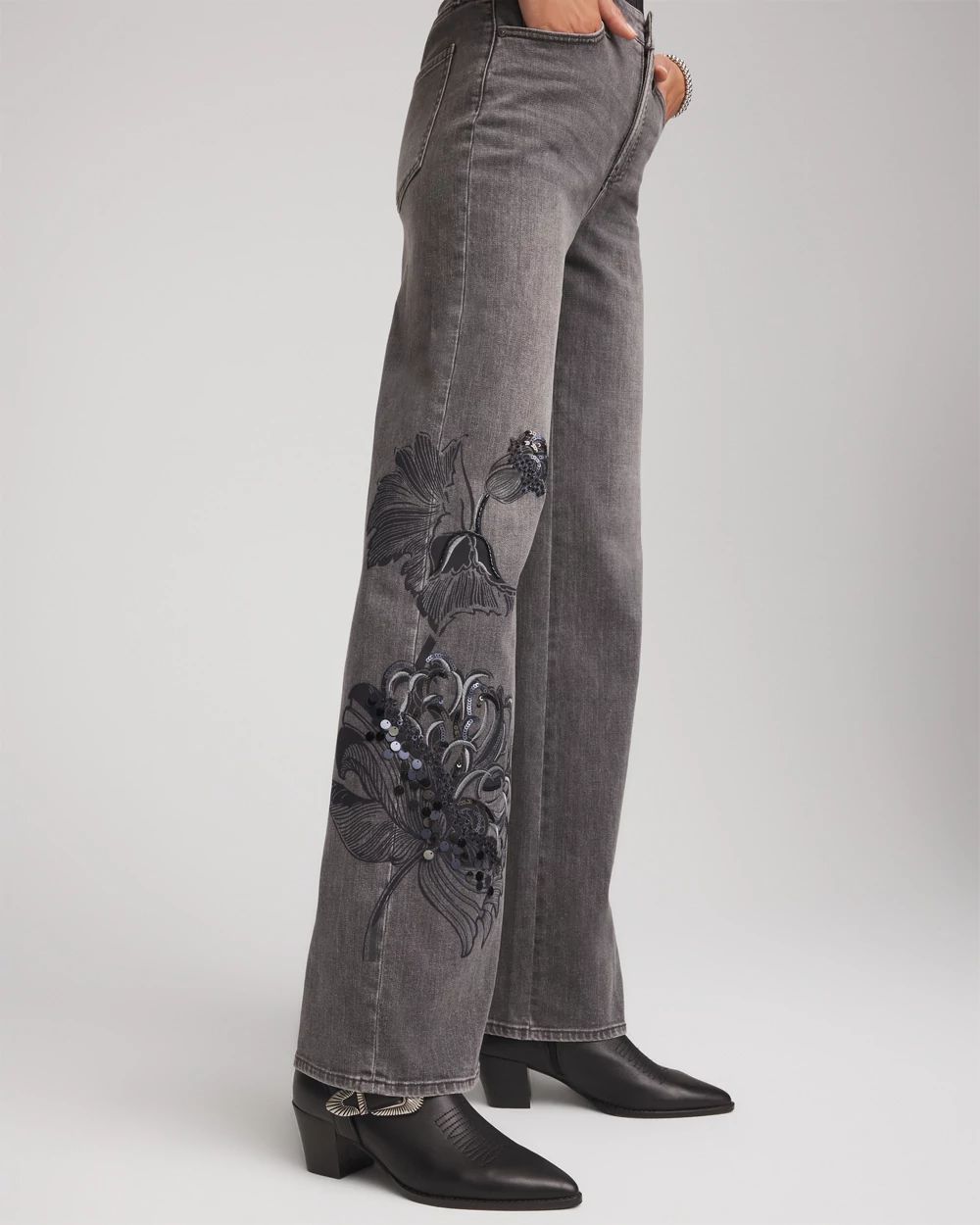 Printed High-Rise Wide-Leg Jean click to view larger image.