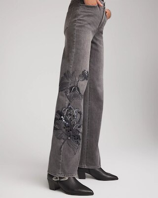 Printed High-Rise Wide-Leg Jean click to view larger image.