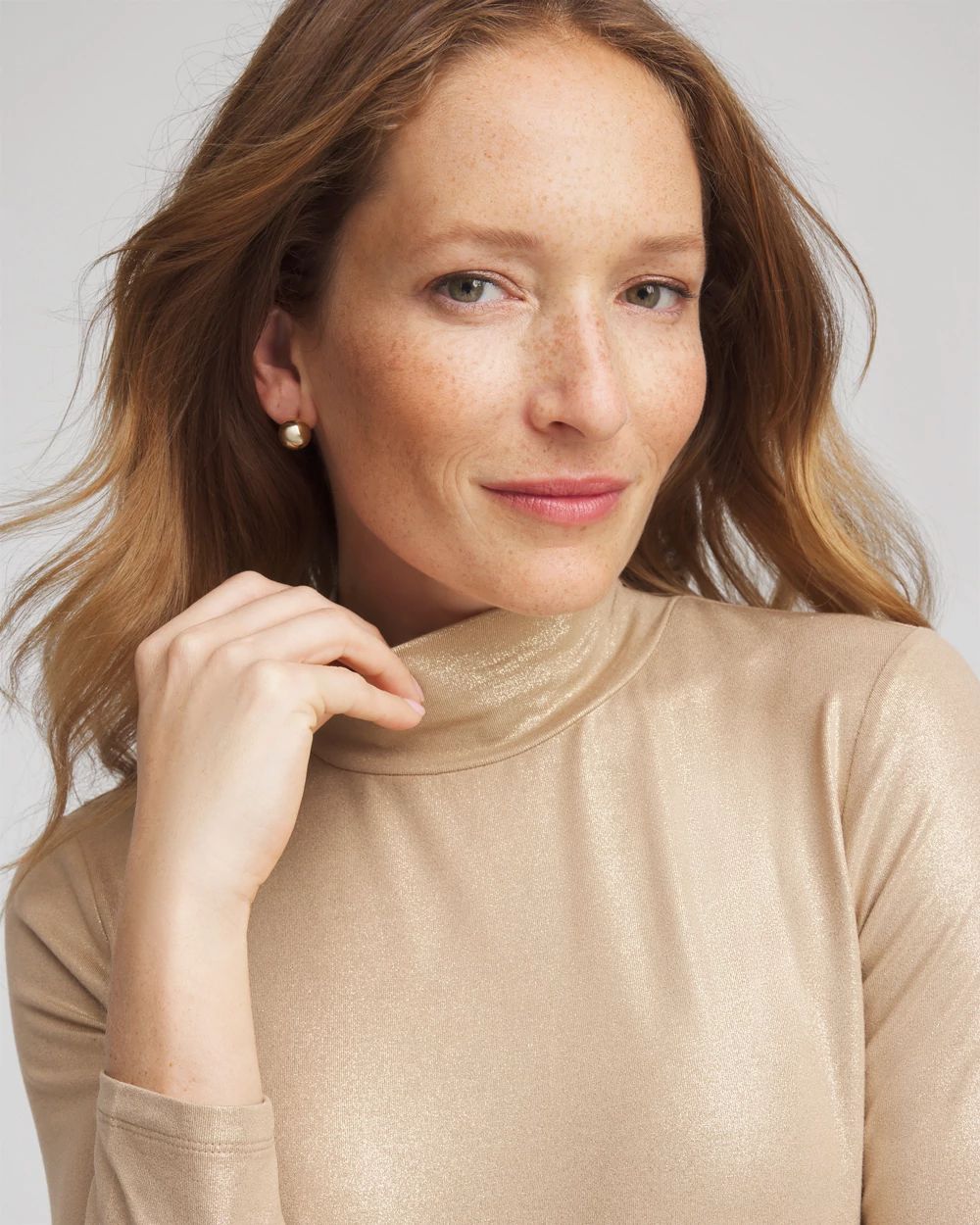 Touch of Cool™ Foil Mock Neck Layering Tee