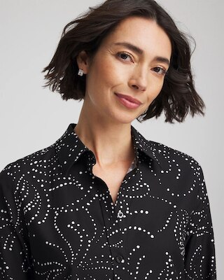 No Iron™ Findot Print Sateen Shirt click to view larger image.