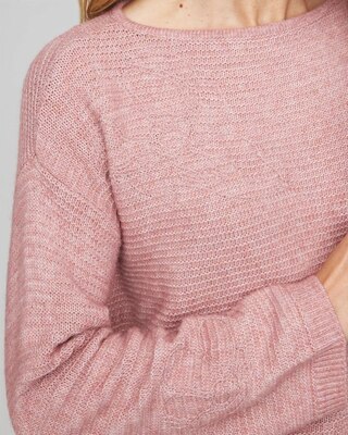 Tonal Embroidered Boatneck Pullover Sweater click to view larger image.