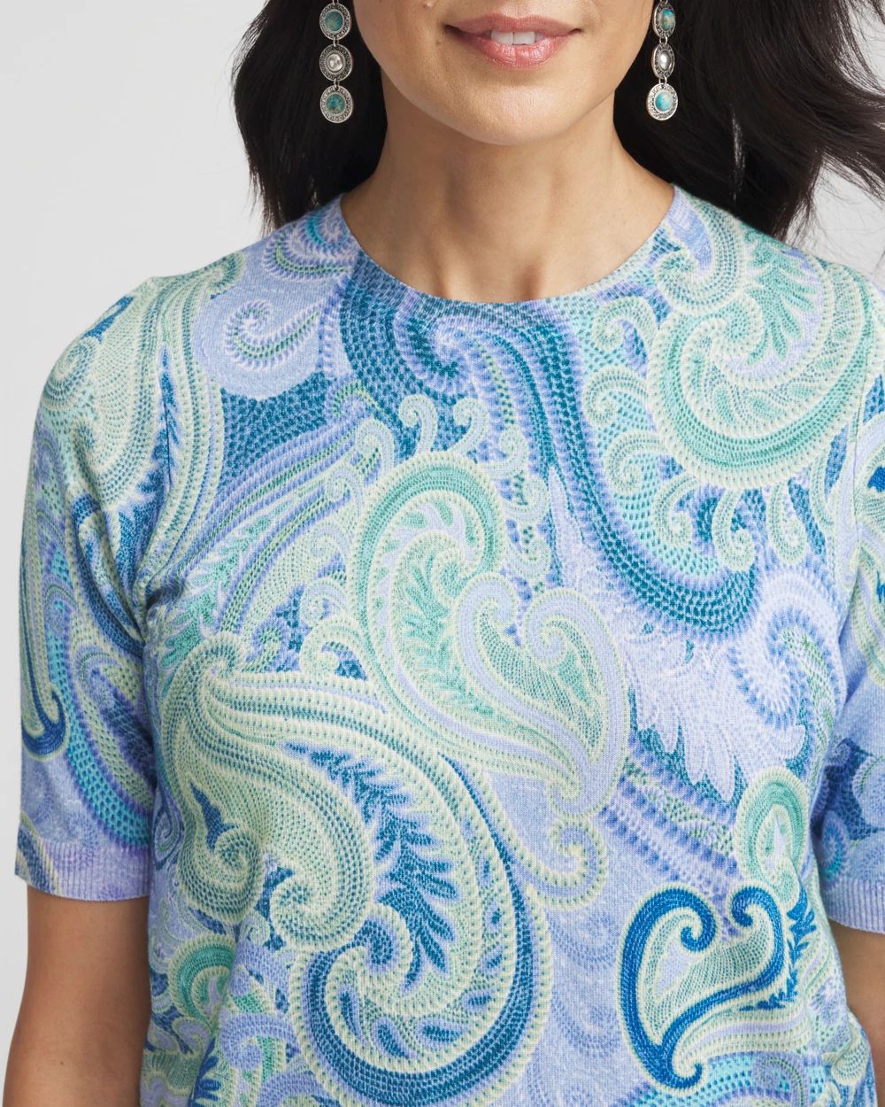 Paisley Crewneck Pullover Sweater click to view larger image.