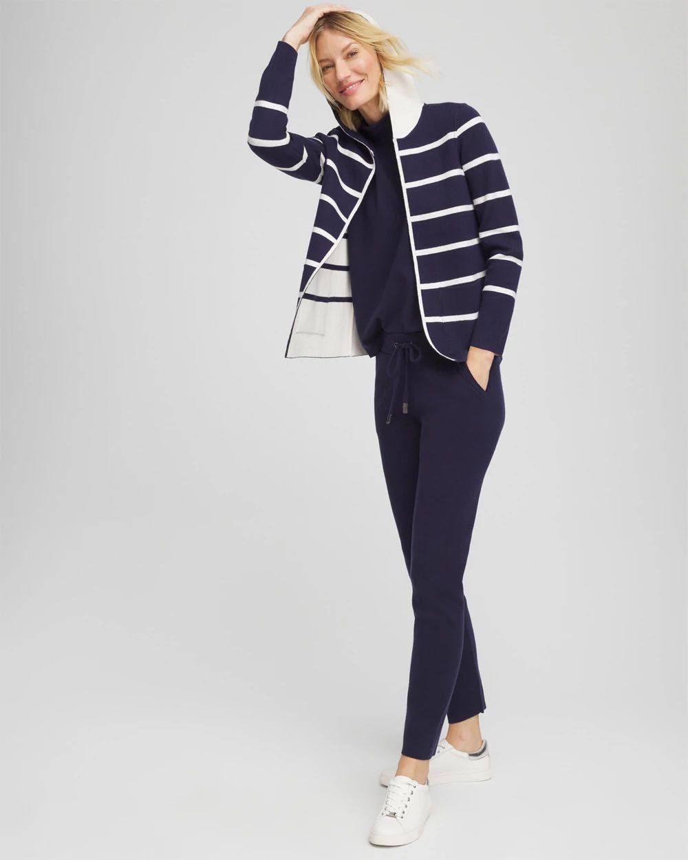 Zenergy® Luxe Reversible Stripe Cardigan click to view larger image.