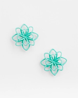 No Droop™ Teal  Flower Stud Earrings click to view larger image.