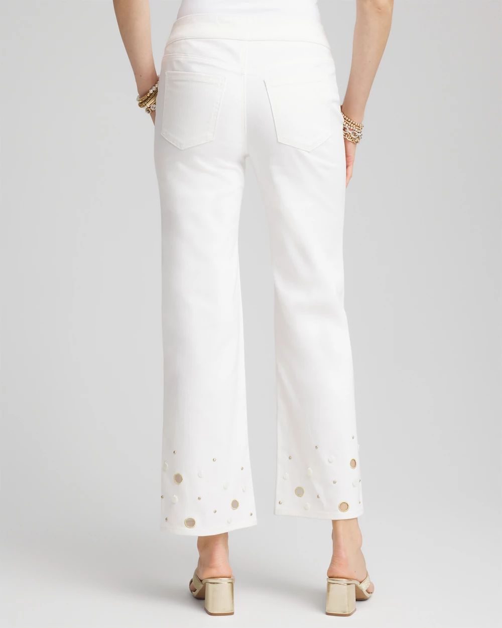 Pull-On Embellished Straight-Leg Cropped Jeans click to view larger image.