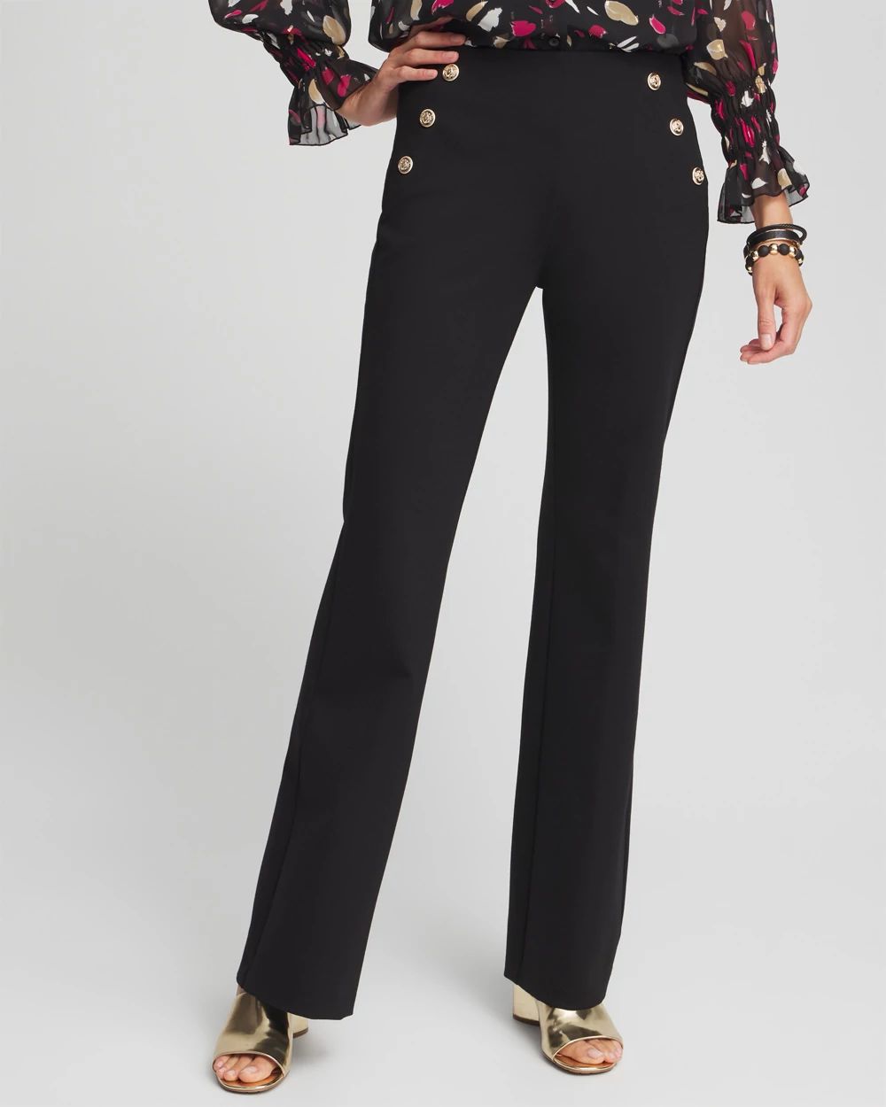 Juliet Ponte Button Detail Flare Pants