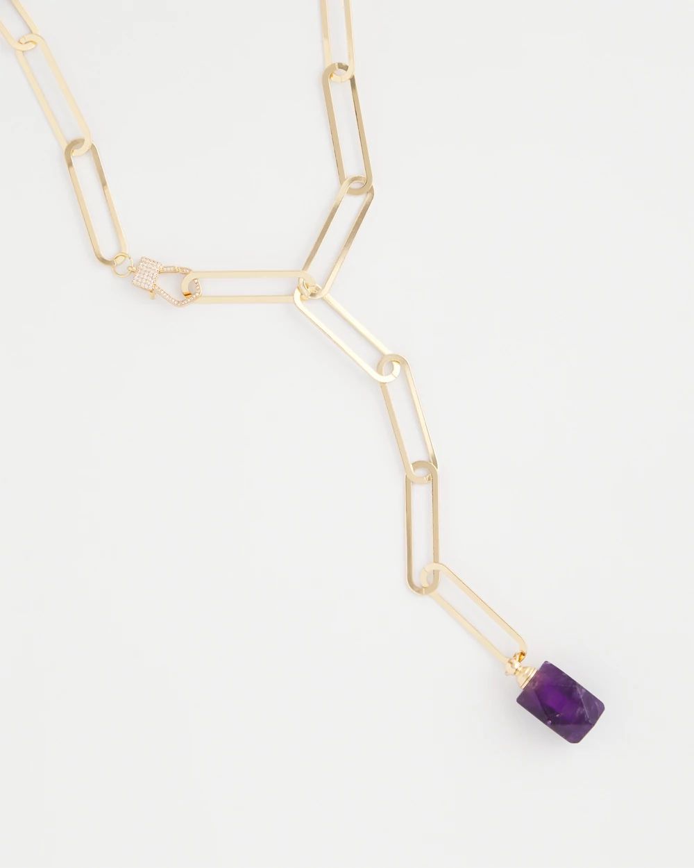 Amethyst Stone Link Chain Necklace