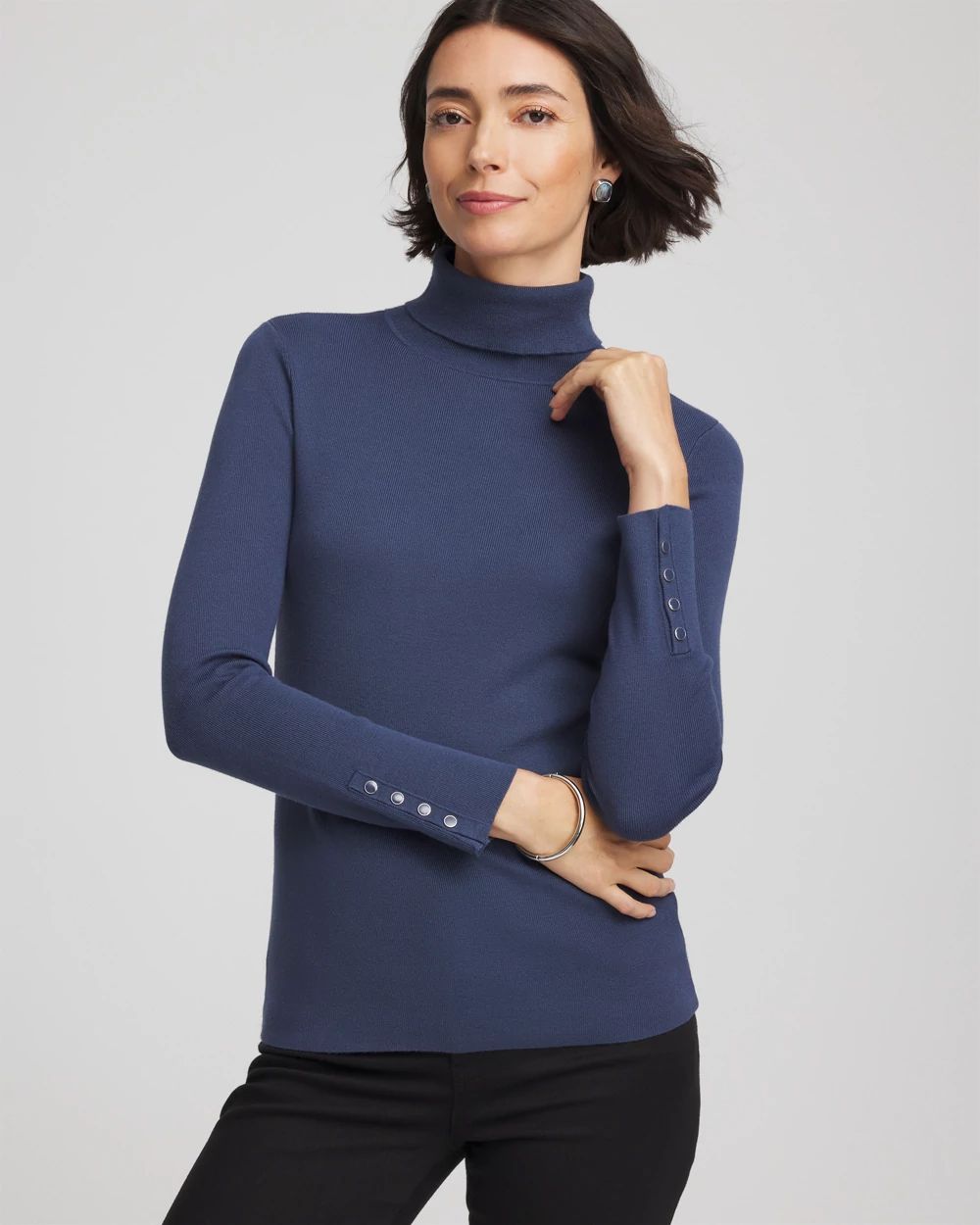 Ella Button Cuff Turtleneck Sweater