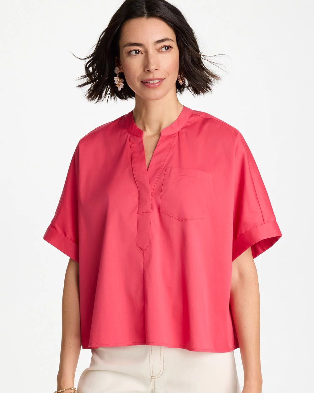 Poplin Popover Dolman Top