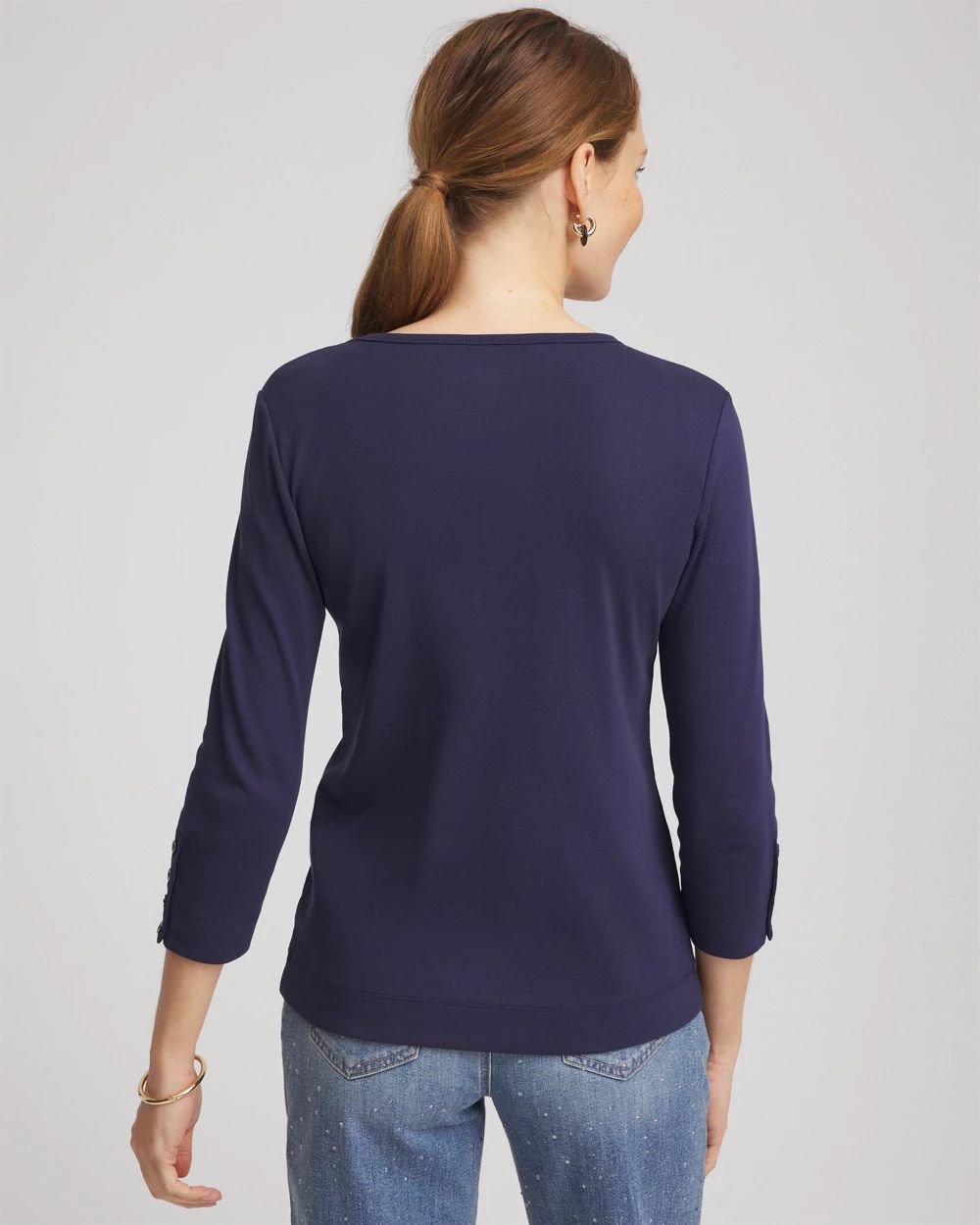 Pima Cotton Crewneck Button Tee