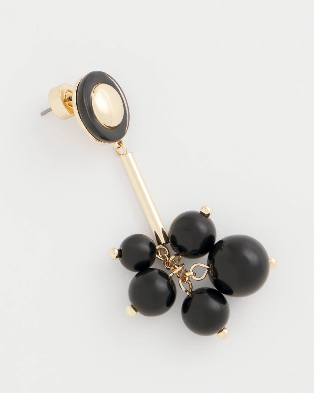 Linear Black Bead Cluster Earrings click to view larger image.