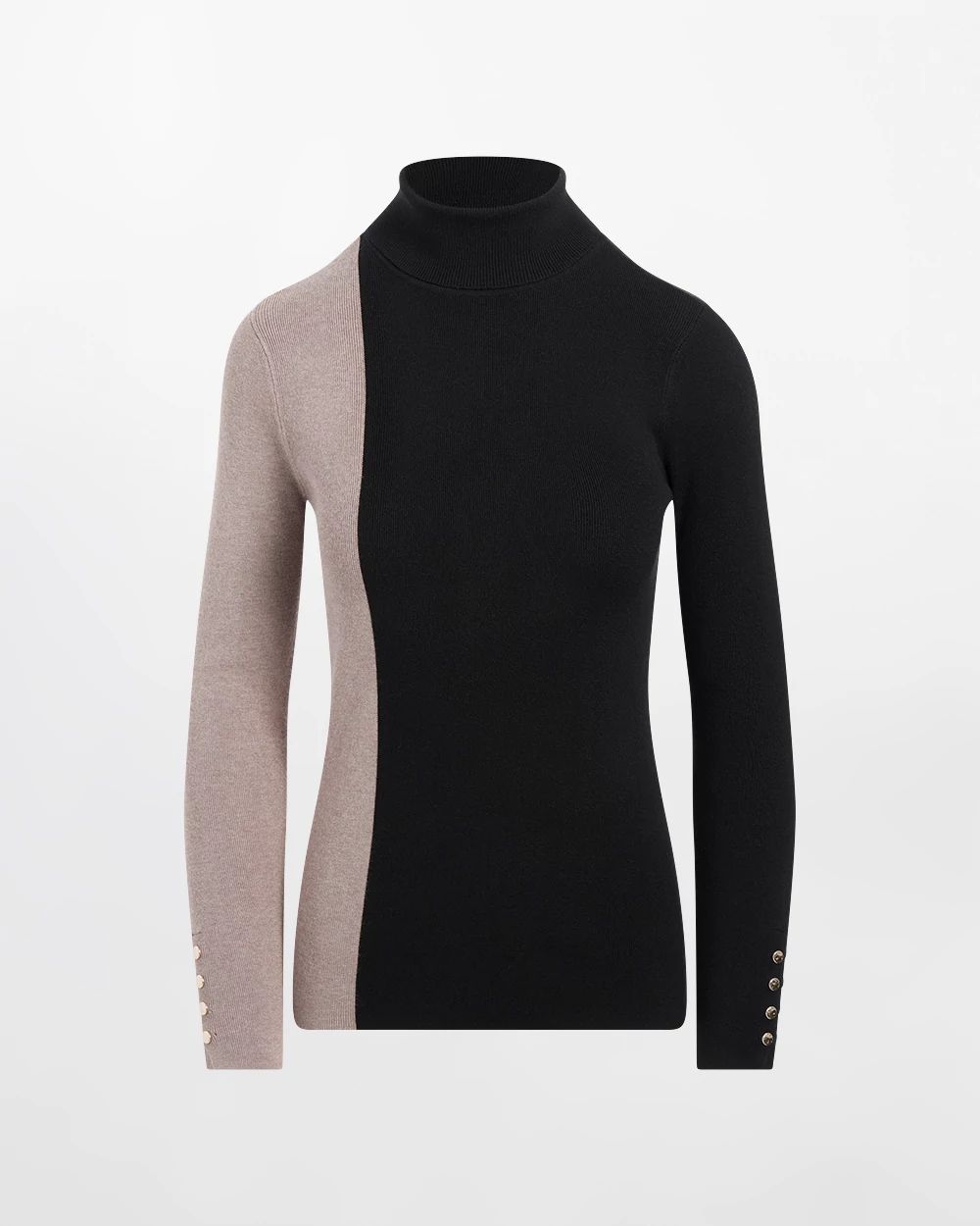 ECOVERO Neutral Colorblock Turtleneck Sweater