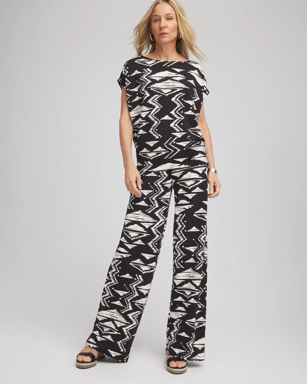 Travelers™ Crinkled Knit Wide-Leg Pants click to view larger image.