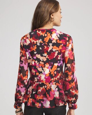 Printed Chiffon Peplum Top click to view larger image.