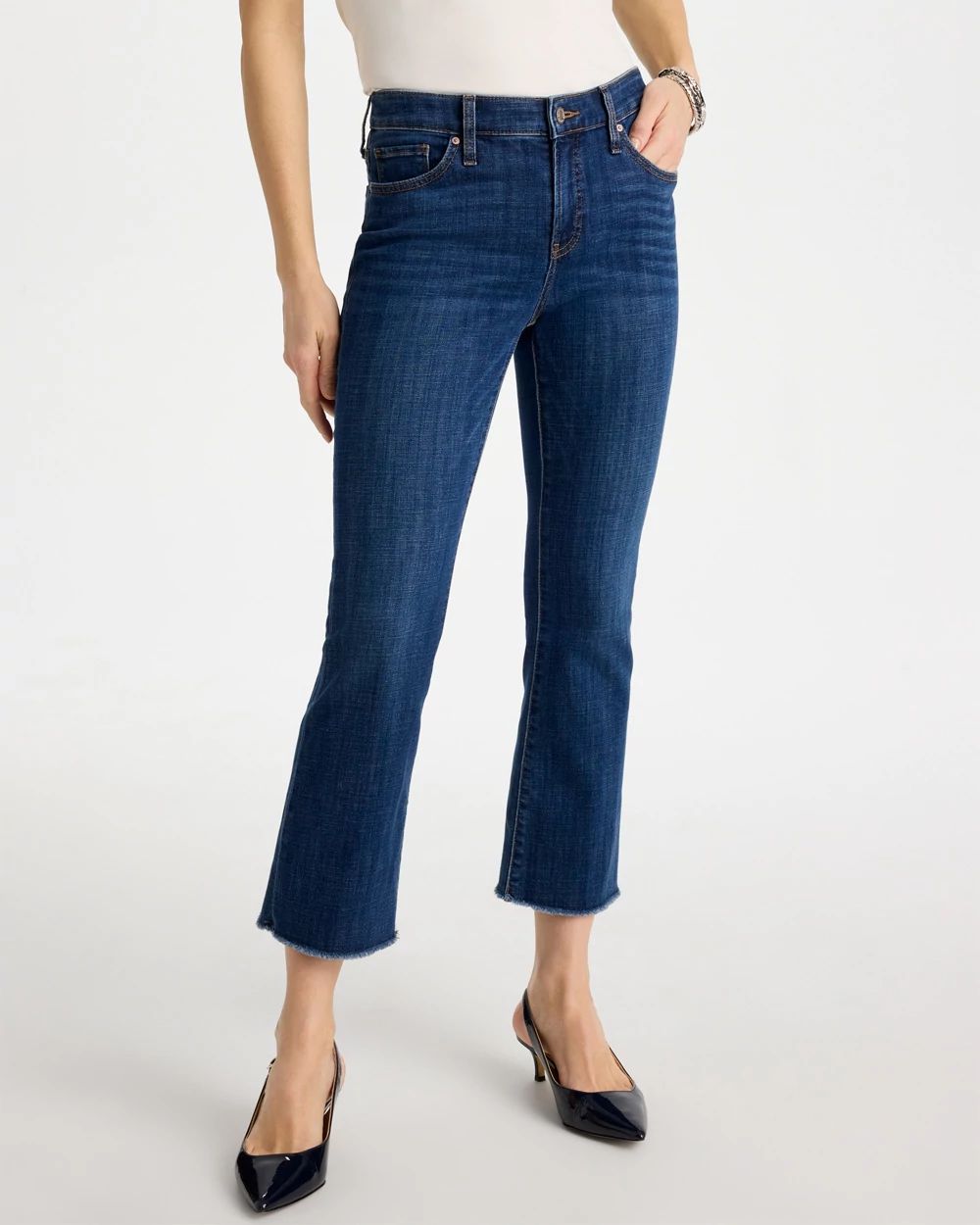 Girlfriend Fray Hem Kick Flare Jeans
