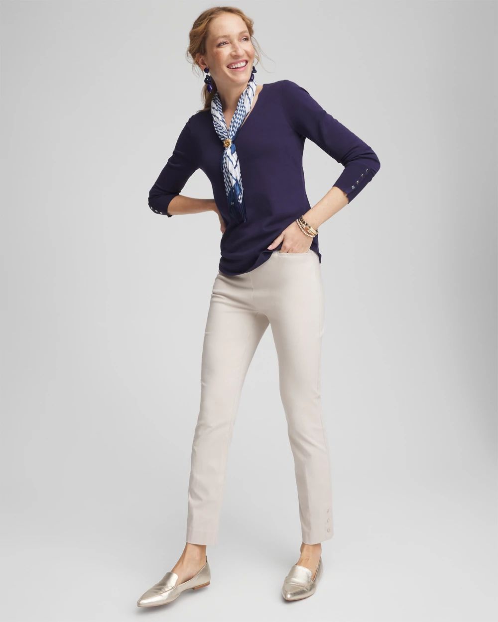 Brigitte™ Pull-On Slim Rivet Ankle Pants