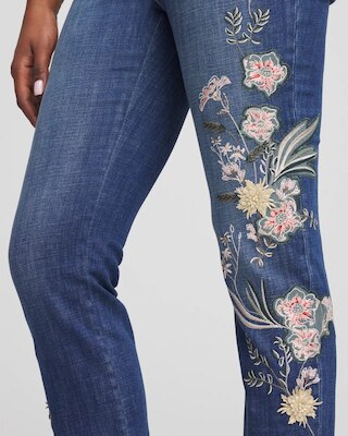 Appliqué Girlfriend Slim Ankle Jeans click to view larger image.
