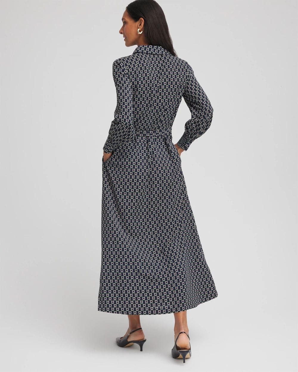 Chain Print Maxi Shirtdress click to view larger image.