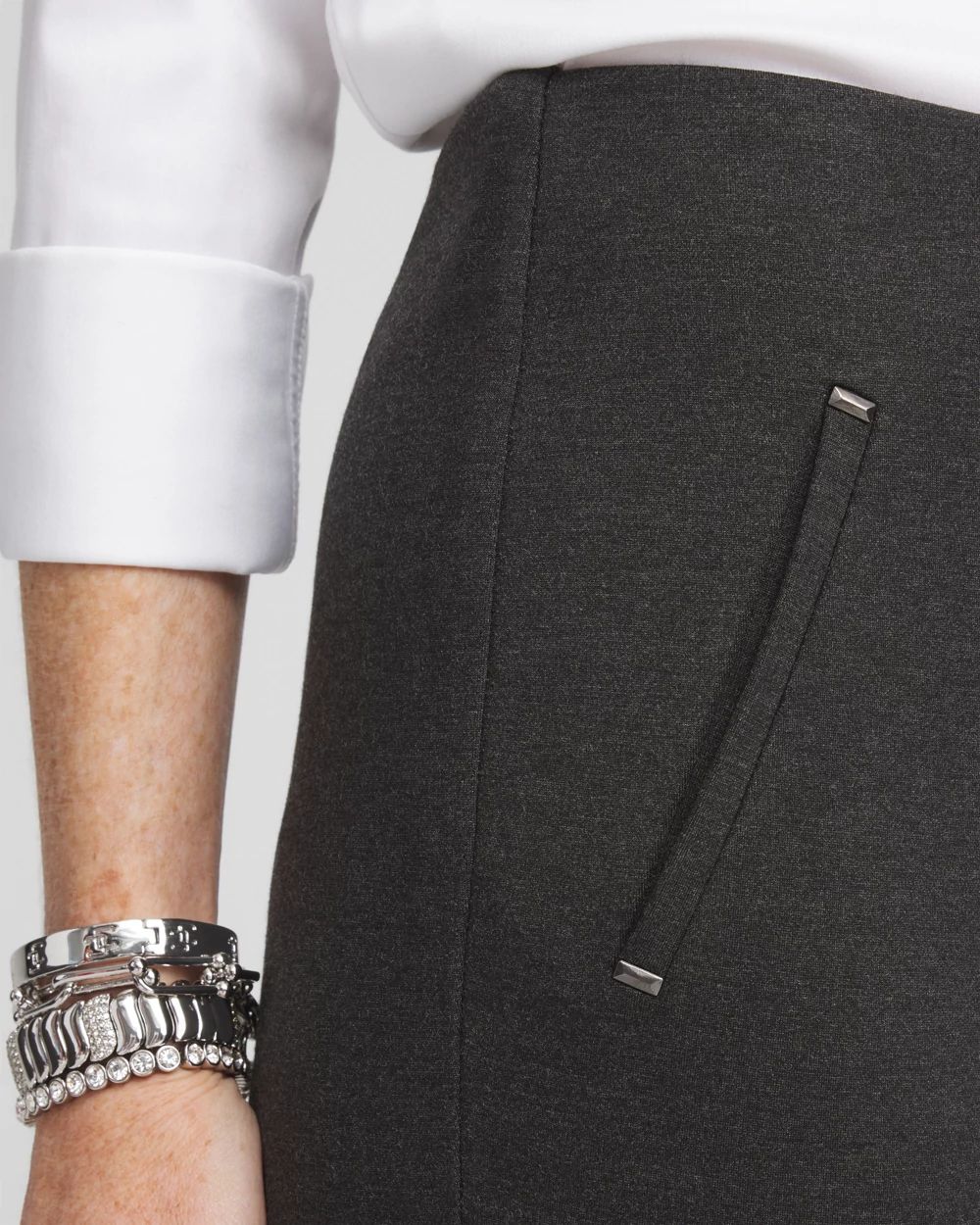 Petite Juliet Trim Detail Ponte Ankle Pants