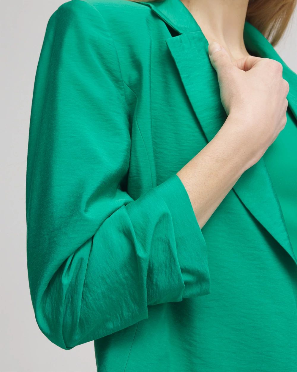 Cropped Ruched Sleeve Blazer