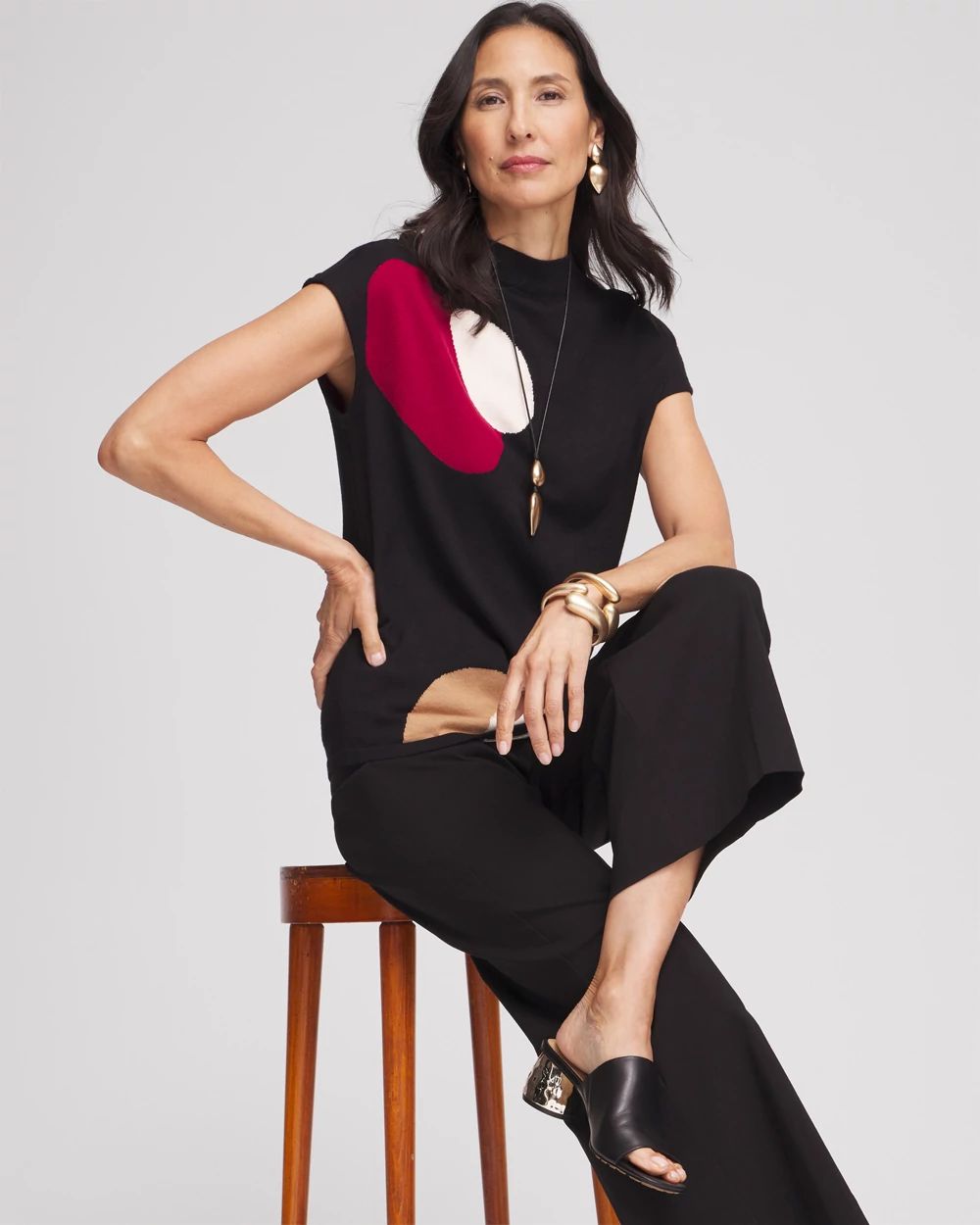 Mock Neck Pullover Sweater click to view larger image.