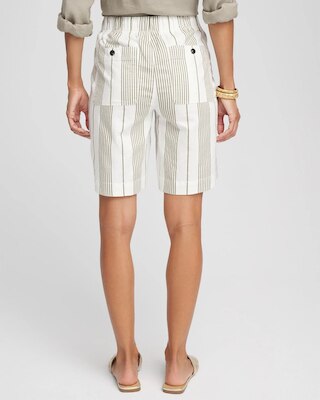 Striped Cotton-Linen Pull-On Utility Shorts click to view larger image.