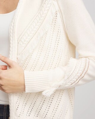 Cable Knit Fringed Sweater click to view larger image.