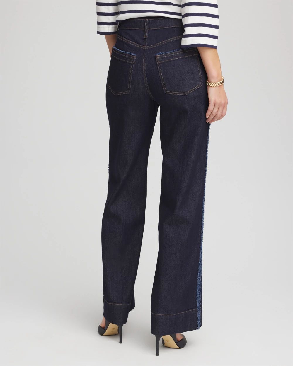 Petite Frayed High-Rise Wide-Leg Jeans