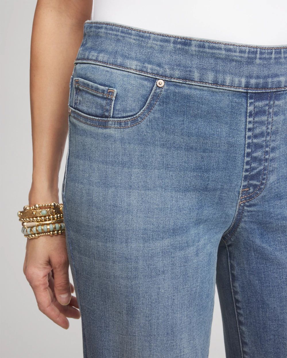 Pull-On Straight Cropped Jeans click to view larger image.