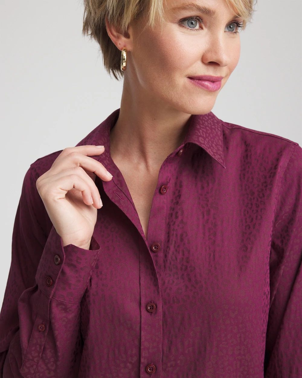 No Iron™ Jacquard Chianti Animal-Motif Shirt click to view larger image.