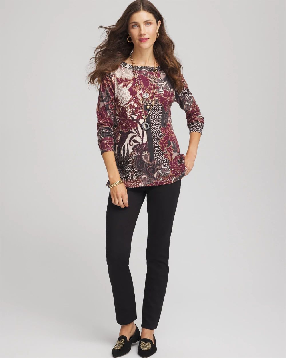 Printed Pima Cotton Bateau-Neck Tee click to view larger image.