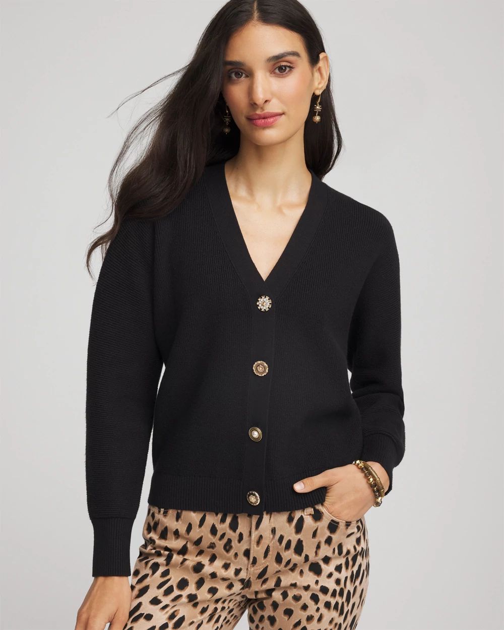 Relaxed-Fit Button-Front Cardigan