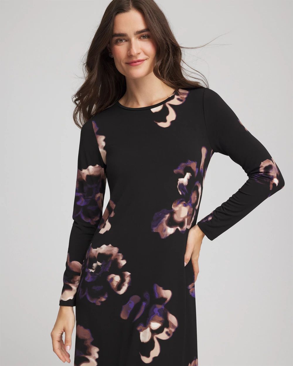 Floral Boatneck Column Maxi Dress