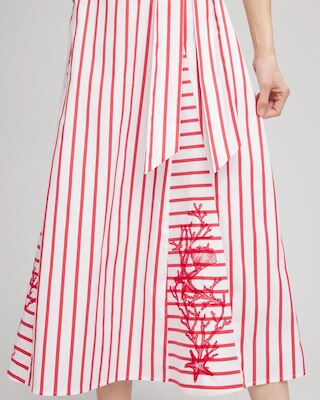 Embroidered Godet Striped Maxi Dress click to view larger image.
