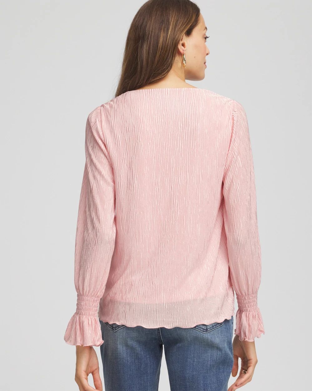Crinkle Bodre Voop Neck Top