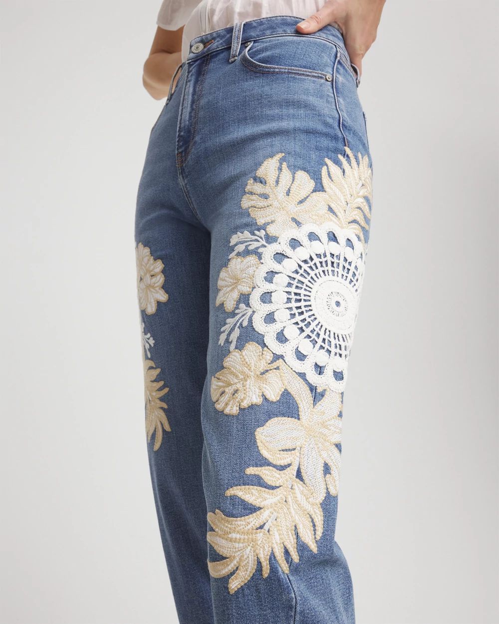 Embellished Tapered Cropped Jean click to view larger image.