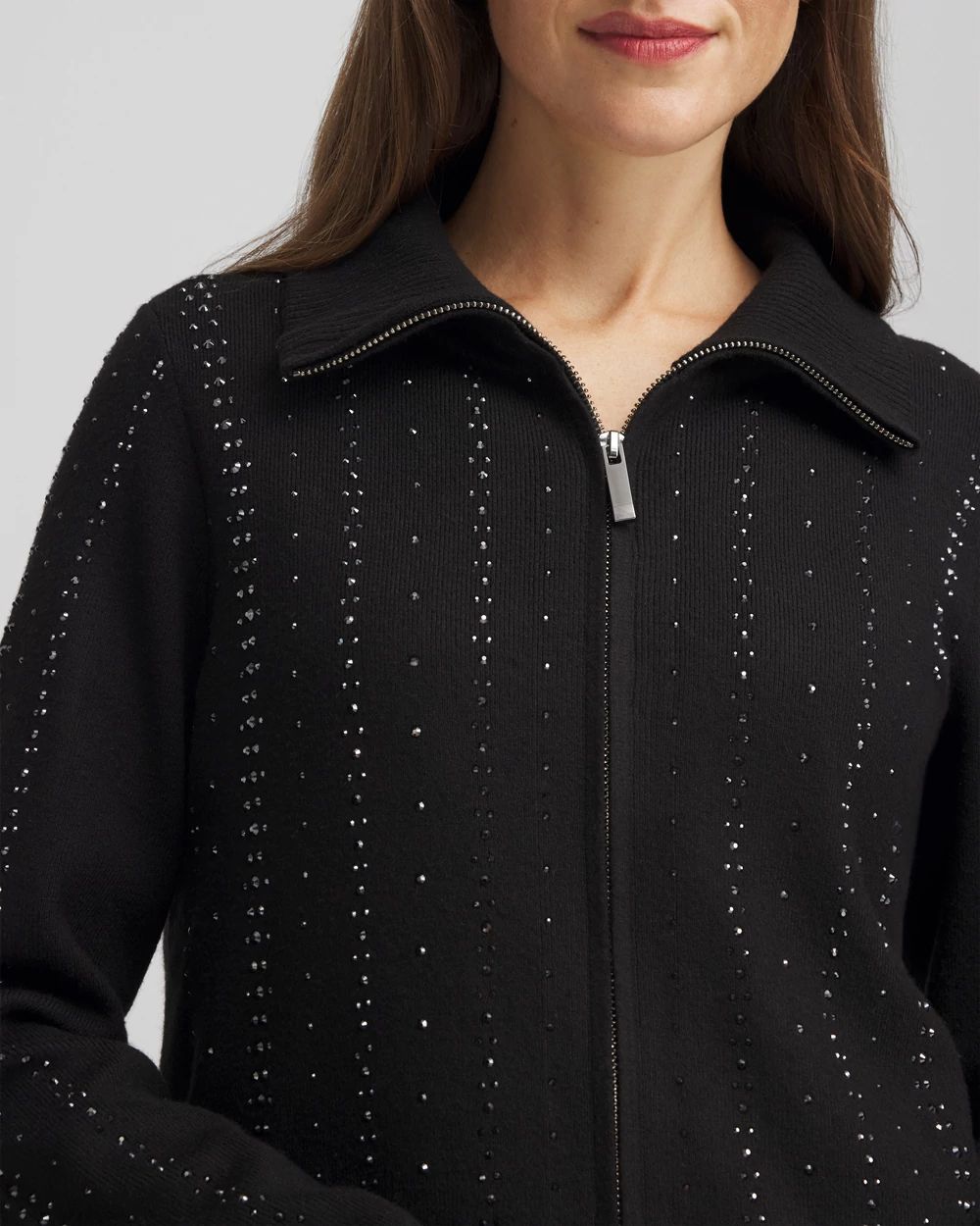Zenergy® Luxe Diamante Zip Cardigan click to view larger image.