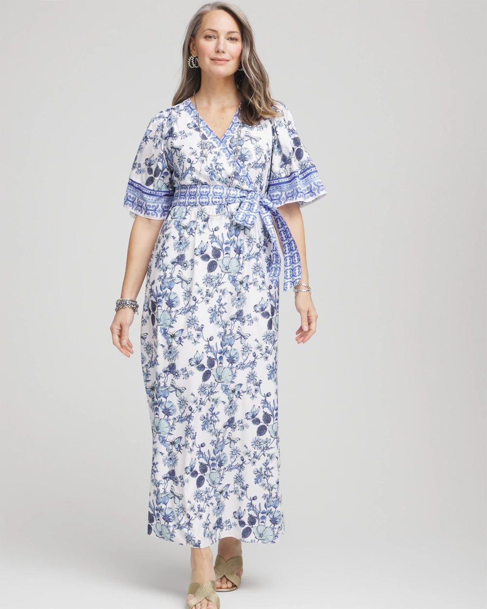 Petite Surplice Matte Satin Maxi Dress