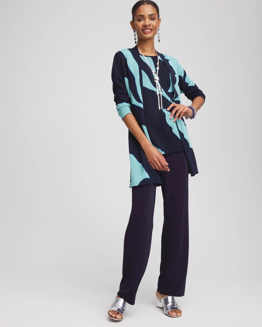 Travelers™ Collection Petal-Print Cardigan click to view larger image.