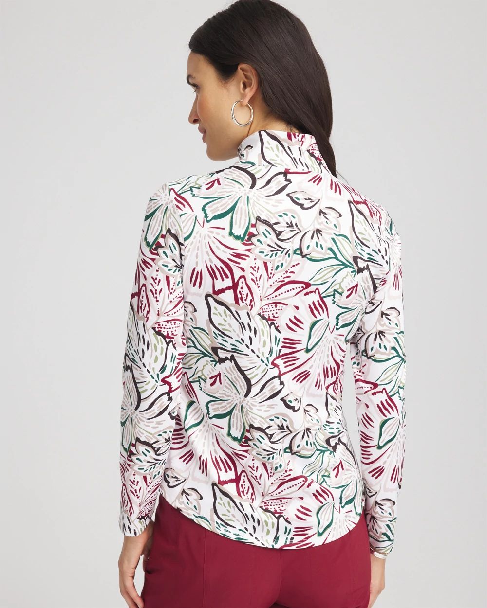 Zenergy® UPF Floral Mockneck Golf Top click to view larger image.