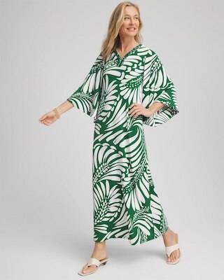 Palm-Front-Motif Beaded Knit Maxi Dress click to view larger image.